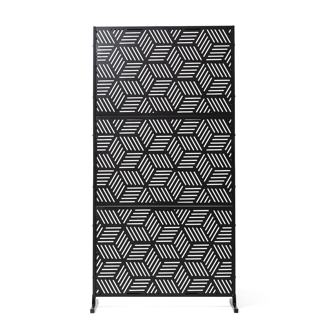 Glitzhome® 6ft. Black Galvanized Steel Geometric Room Divider